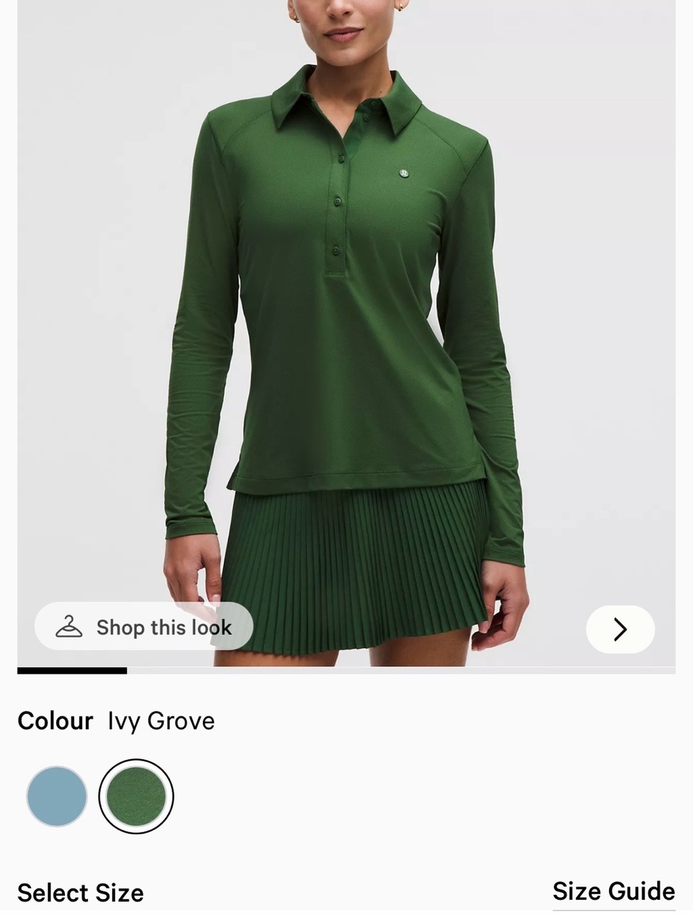 Lululemon Quick-Dry Long-Sleeve Polo
Shirt *Straight Hem in Ivy Grove